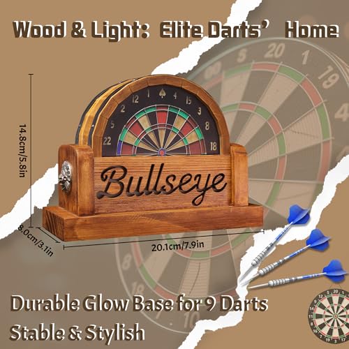 CoolGift Mart Light Up Dart Stand, Wooden Dart Holder with USB Powered Holds 9 Darts, Xmas Birthday Gifts for Darts Enthusiasts - Image 5