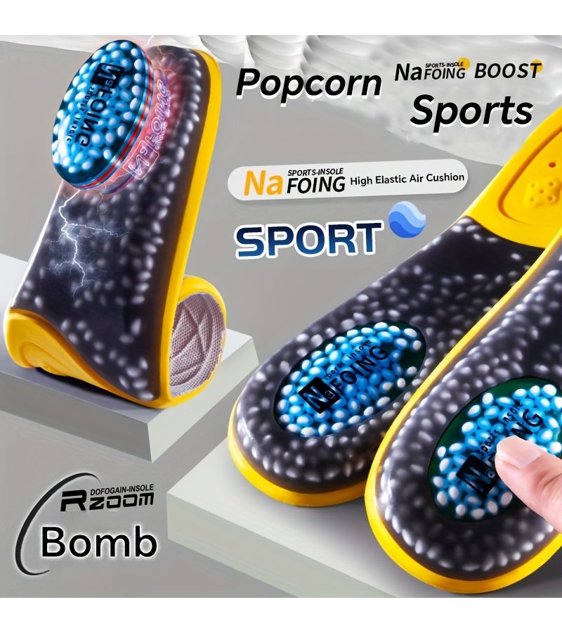 1 Pairs Yellow Sport Insoles For Shoes High Elasticity Triple Shock Absorbing Sole Pad EU35 36 230mm - Image 5