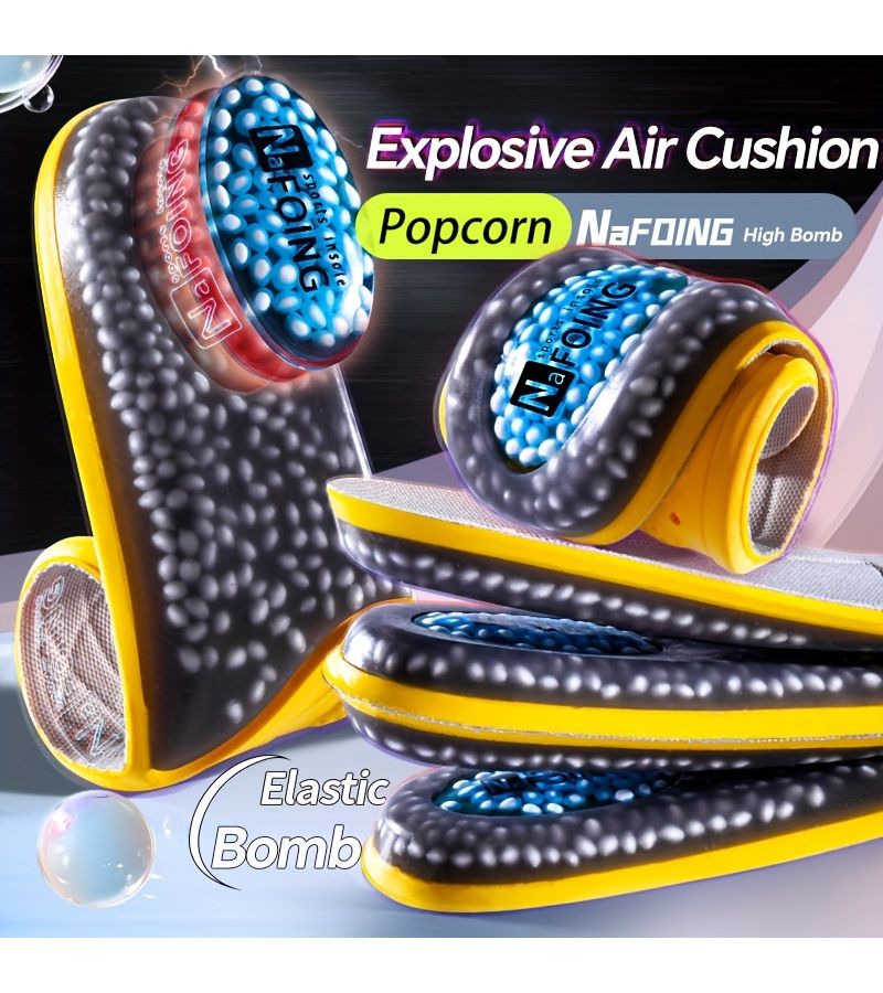1 Pairs Yellow Sport Insoles For Shoes High Elasticity Triple Shock Absorbing Sole Pad EU35 36 230mm - Image 2