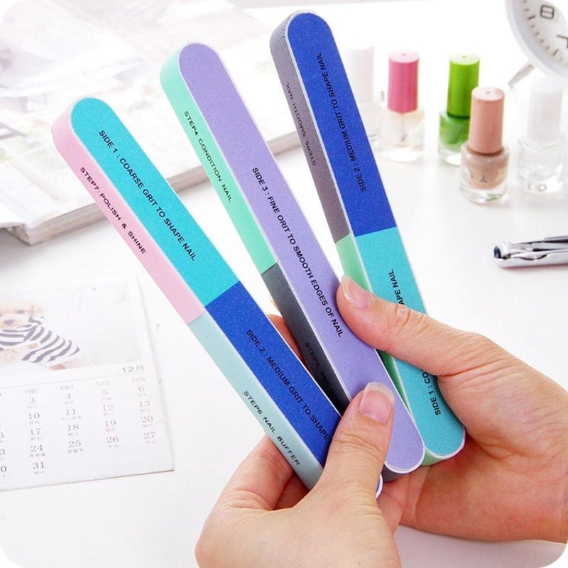 9UP 9UP Nail Buffer and Filer 7 In 1 Nail Shiner For Manicure Nail Filer Shiner Nail Buffer Filer Block Pack of 4 Multicolor - Image 1