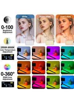 TDOO Portable Rechargeable RGB LED Photography Selfie Light with Front & Back Phone Clip Tripod, Fill Light with Bracket,3 Light Modes, Phone Light for Selfie/Laptop/Camera Light/Video Conference/Makeup  - Image 2