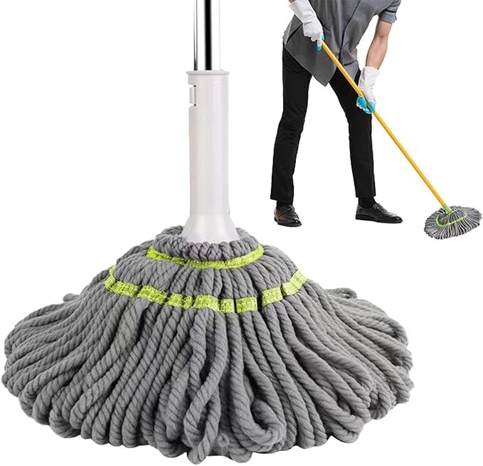 Calyrex SelfWringing Twist Mop for Floor Cleaning Long Handled Microfiber Floor Mop with Top Scouring Pad for Kitchen Hardwood Restaurant Bathroom Garages Warehouses Office - Image 1