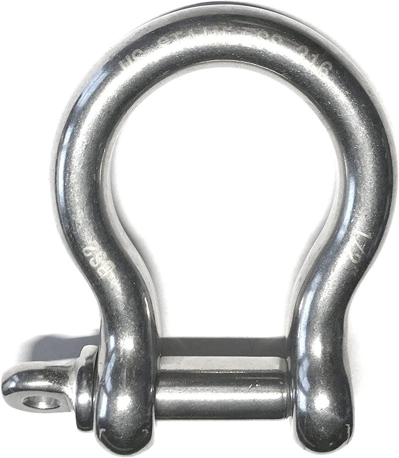 US Stainless Stainless Steel 316 Forged Bow Shackle 1/2" (12mm) Marine Grade - Image 1