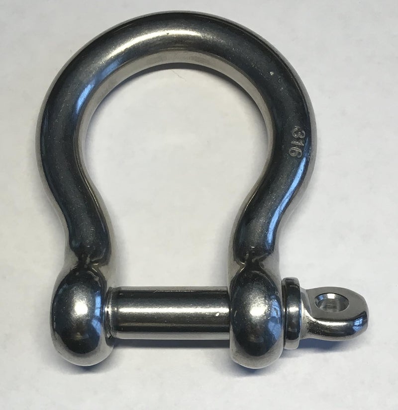 US Stainless Stainless Steel 316 Forged Bow Shackle 1/2" (12mm) Marine Grade - Image 2