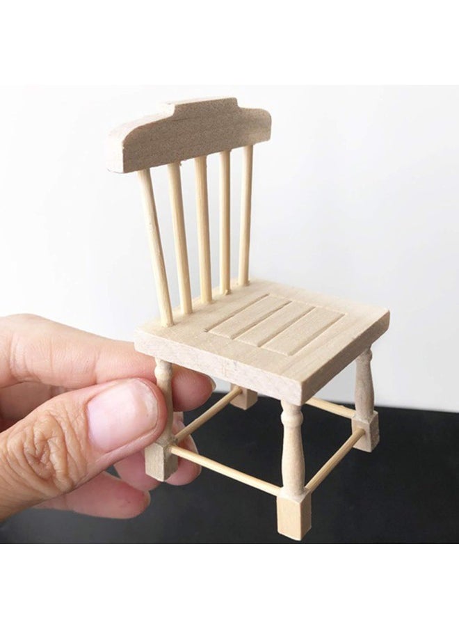 silvercnc - 1/12 Wooden Mini Dollhouse Chair Desk Model Toy DIY Scenery Accessory for Dolls House Accessories Decor - Image 1