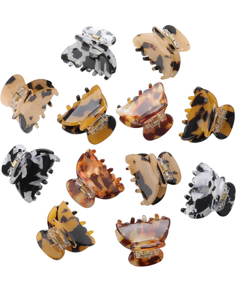 Molans Claw Hair Clips Jaw Clamps - 12PCS Small Hair Claw Jaw Clamp for Thin Hair Styling Accessories Classic Hair Clamp for Women Girls(Amber) - Image 1