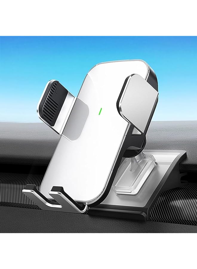 Green Tiger Phone Mount Holder Compatible for 2024 2025 Tesla Model 3 and Highland, Auto Clamping Car Phone Holder with Air Vent Clip, Secure Interior Mobile Stand for iPhone and All Smartphones (White)