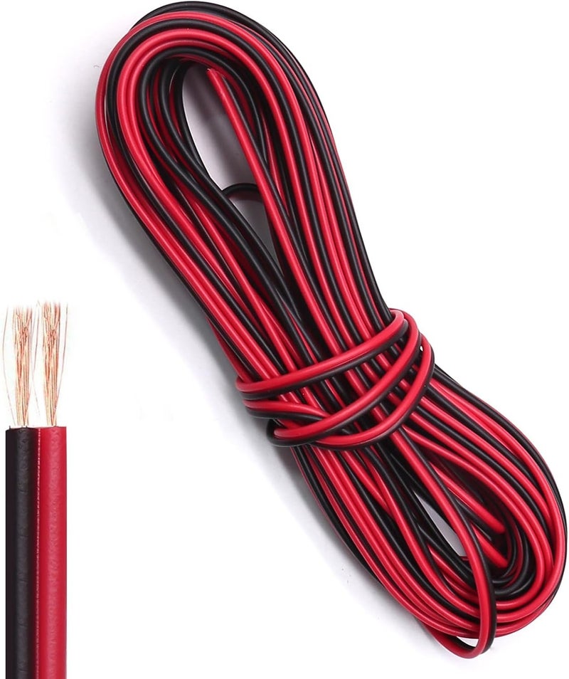 سلك كهربائي U.E بطول 10 متر 20AWG، كابل تمديد ثنائي النواة أحمر وأسود - Image 1