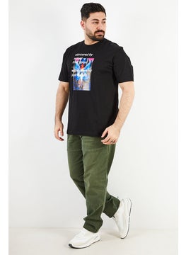 DIESEL Men Crew Neck Short Sleeve Graphic Print T shirt, Black  - Image 4