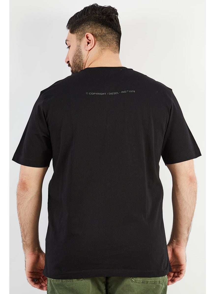 DIESEL Men Crew Neck Short Sleeve Graphic Print T shirt, Black  - Image 2