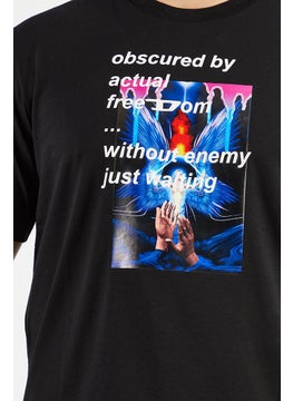 DIESEL Men Crew Neck Short Sleeve Graphic Print T shirt, Black  - Image 3