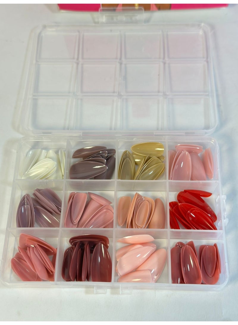 Easy-to-Apply Artificial Nails – 144 Pieces – Instant Glam Look That Lasts – Reusable Press-On Nails for Home or Salon Use 12colors - Image 4