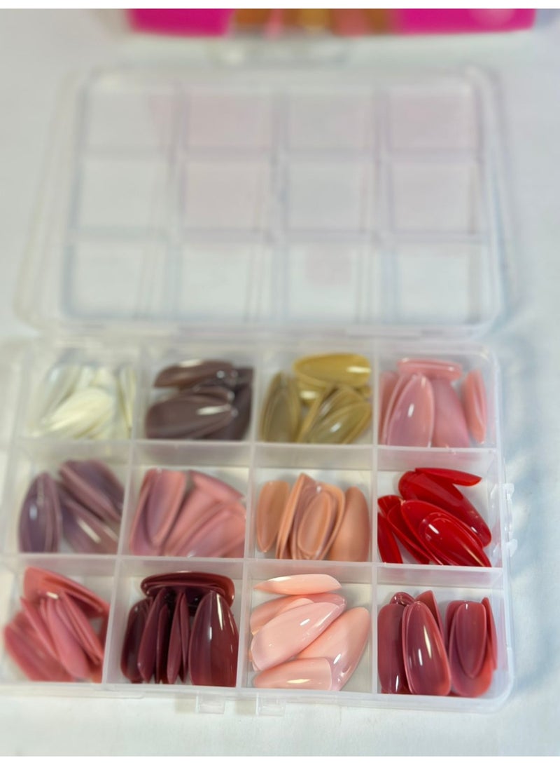 Easy-to-Apply Artificial Nails – 144 Pieces – Instant Glam Look That Lasts – Reusable Press-On Nails for Home or Salon Use 12colors - Image 2