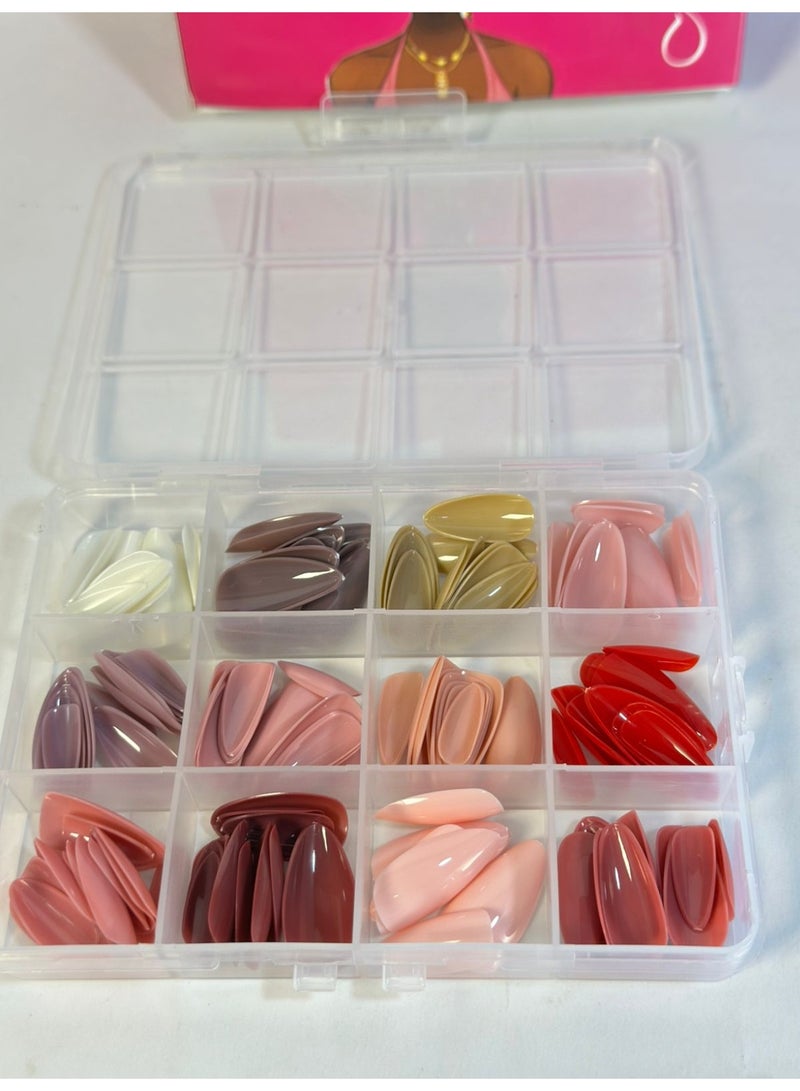 Easy-to-Apply Artificial Nails – 144 Pieces – Instant Glam Look That Lasts – Reusable Press-On Nails for Home or Salon Use 12colors - Image 3