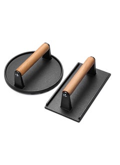 Excefore Burger Press, Professional Griddle Accessories Kit for Flat Top Grill, Non Stick Patty Making molds are Suitable for Beef, Vegetable, Burgers and Cooking, with Wooden Handle, Black  - Image 1