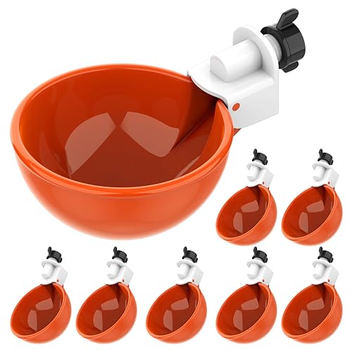 Lil'Clucker Large Automatic Chicken Waterer Cups | Chicken Water Feeder Suitable for Chicks, Duck, Goose, Turkey and Bunny | Poultry Water Feeder Kit (Orange, 8-Pack) - Image 1