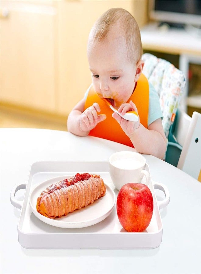 HSDT Square Serving Trays with Handles Melamine White 12.5x12.5 Inch Spill Proof Kitchen Eating Trays Set of 2 for Cafeteria Cafe Food Appeizer Dessert Snack Dinner Lunch Breakfast,TR14-02 - Image 5