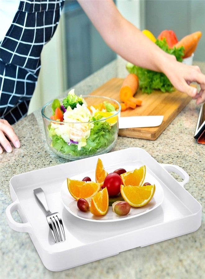 HSDT Square Serving Trays with Handles Melamine White 12.5x12.5 Inch Spill Proof Kitchen Eating Trays Set of 2 for Cafeteria Cafe Food Appeizer Dessert Snack Dinner Lunch Breakfast,TR14-02 - Image 4