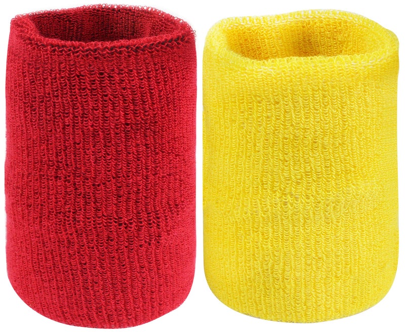 Neska Moda Unisex Maroon and Yellow Pack of 2 Cotton Wrist Band - Image 1