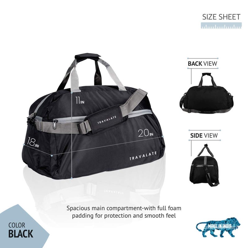TRAVALATE 45 Litre Black Polyester Ultra Light Waterproof Travel Duffle - Image 2