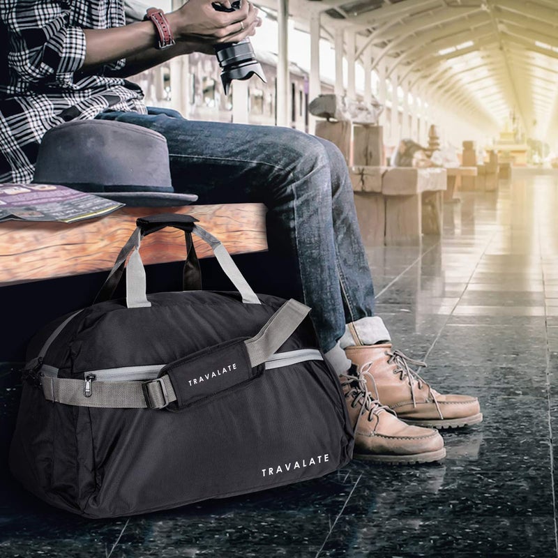 TRAVALATE 45 Litre Black Polyester Ultra Light Waterproof Travel Duffle - Image 5