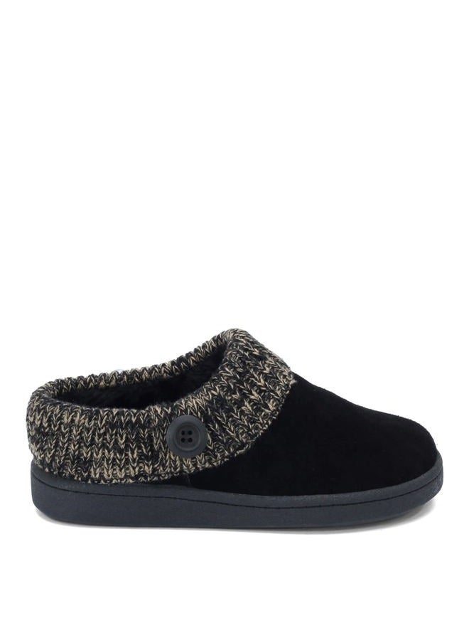 clarks Angelina Women's Knitted Collar Clog Slipper, Black Premium Suede, 7 Wide - Image 2