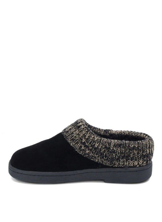 clarks Angelina Women's Knitted Collar Clog Slipper, Black Premium Suede, 7 Wide - Image 3