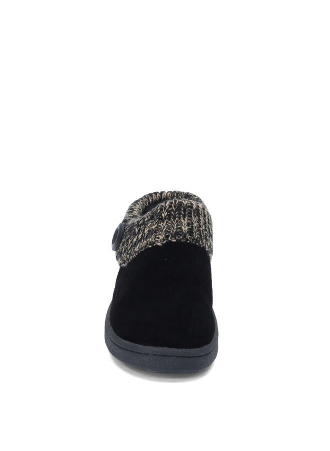 clarks Angelina Women's Knitted Collar Clog Slipper, Black Premium Suede, 7 Wide - Image 4
