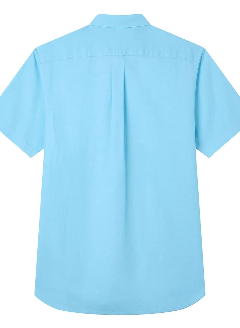 Giordano  Men’s Cotton Oxford Slim Fit Short-Sleeve Shirt with Embroidery for Men | Best Price UAE