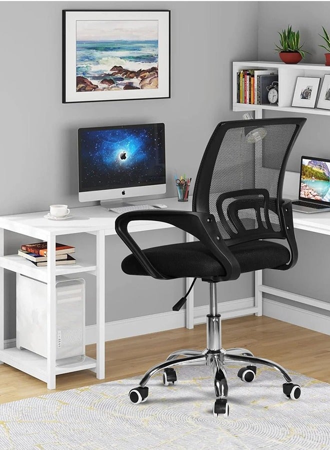Office Chair,Comfort Ergonomic Height Adjustable Desk Chair with Lumbar Support Backrest Black - Image 2