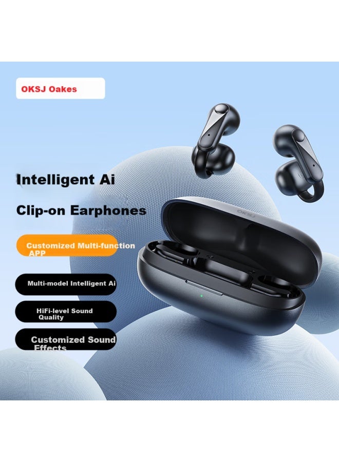 Oksj Smart Ai Upgrade Version Bluetooth Earphone Clip-on Bone Conduction Concept Wireless Open Sports Running Earphone With Noise Reduction For Huawei Xiaomi Apple - Image 1