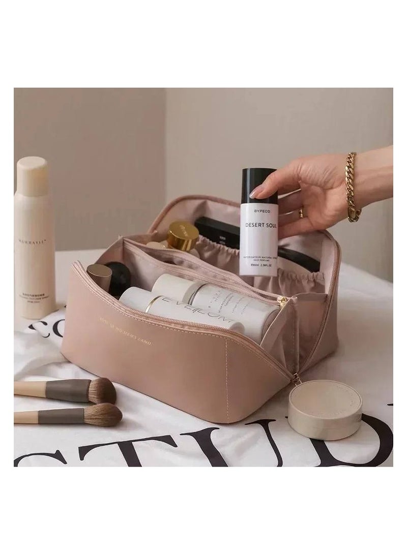 Versatile makeup and accessories bag - high-quality leather material -BU - Image 2