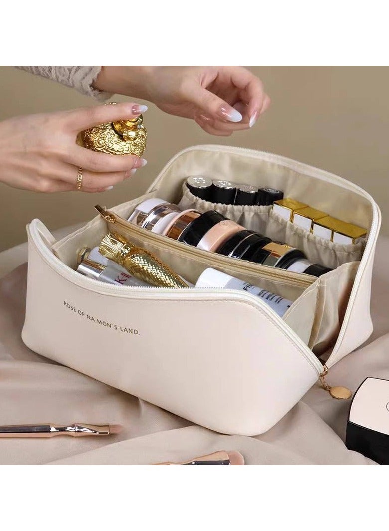 Versatile makeup and accessories bag - high-quality leather material -BU - Image 4