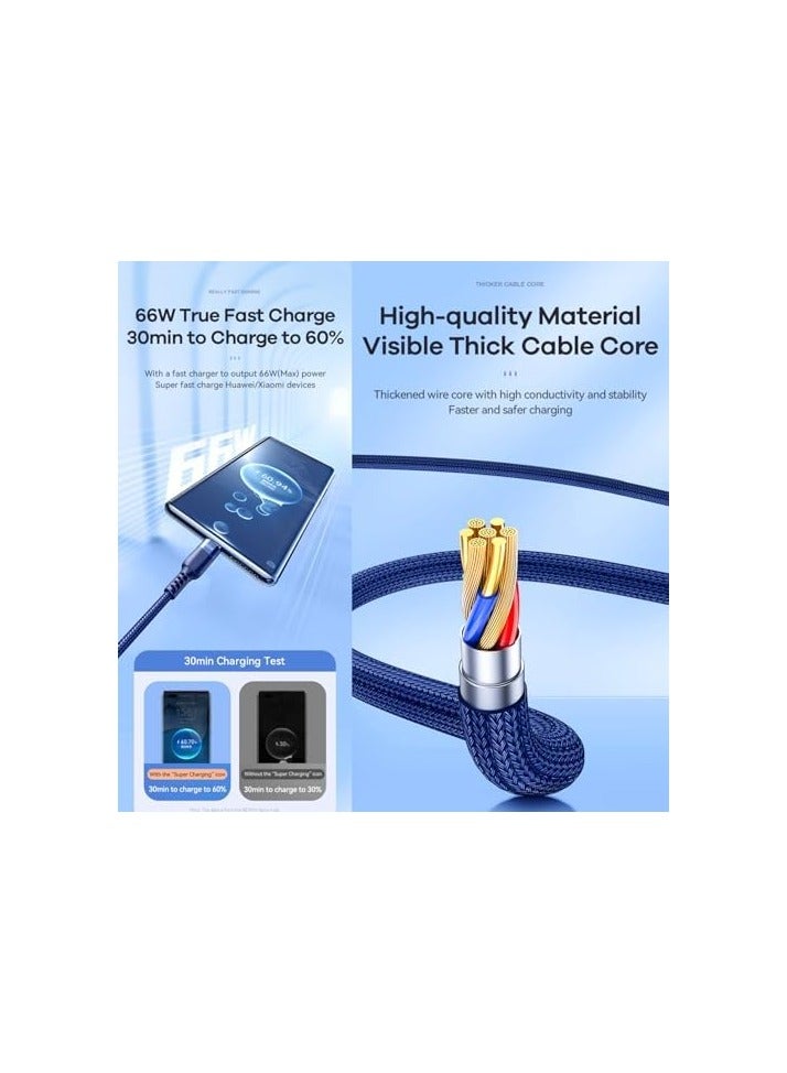 ريماكس كابل بيانات مينا 6A 3 في 1 شحن سريع، مادة سبائك الألومنيوم المتوافقة بالكامل، متوافق تمامًا مع مقاومة الانحناء، عالمي لجميع الهواتف المحمولة، الطول 1.2 متر، أزرق - Image 4