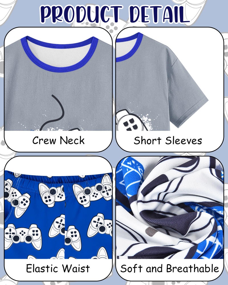 PASHOP Boys Pajamas Summer Pajamas Short Sleeve Pajama Shorts Set 2 Piece Gamer Summer Kids Pjs Sleepwear Sets for Big Boys Size 10 - Image 5