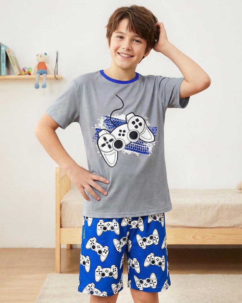 PASHOP Boys Pajamas Summer Pajamas Short Sleeve Pajama Shorts Set 2 Piece Gamer Summer Kids Pjs Sleepwear Sets for Big Boys Size 10 - Image 3