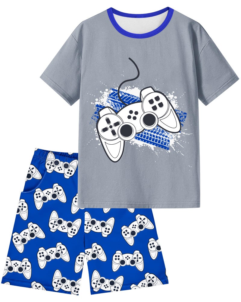 PASHOP Boys Pajamas Summer Pajamas Short Sleeve Pajama Shorts Set 2 Piece Gamer Summer Kids Pjs Sleepwear Sets for Big Boys Size 10 - Image 1