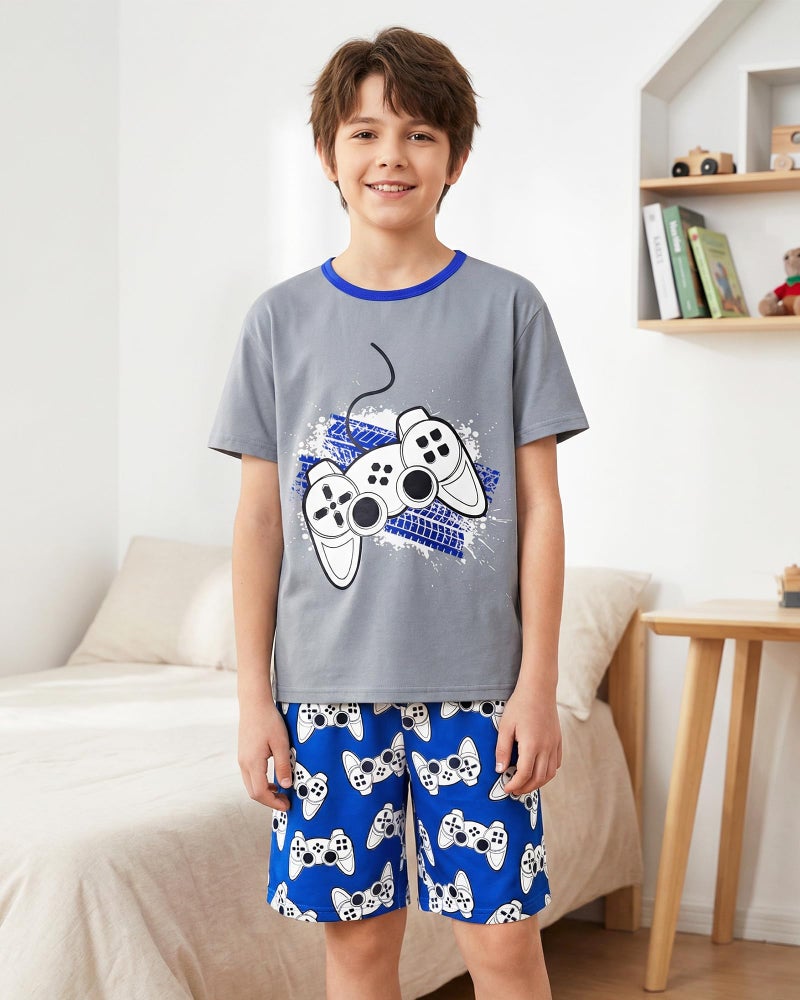 PASHOP Boys Pajamas Summer Pajamas Short Sleeve Pajama Shorts Set 2 Piece Gamer Summer Kids Pjs Sleepwear Sets for Big Boys Size 10 - Image 2