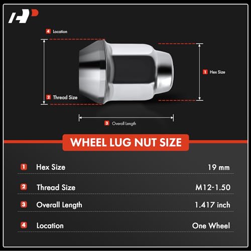 A-Premium صواميل العجلات A-Premium M12-1.50 متوافقة مع شيفروليه إكوينوكس ماليبو إمبالا كامارو HHR GMC تيرين إنفوي ساب 9-7x بويك مجموعة 5 قطع - Image 2