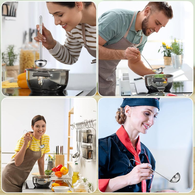 Potchen 10 Pieces Stainless Steel Soup Ladle Sturdy Soup Ladle with Long Handles Portion Control Serving Spoons for Cooking Sauce Kitchen Home(1 oz) - Image 5