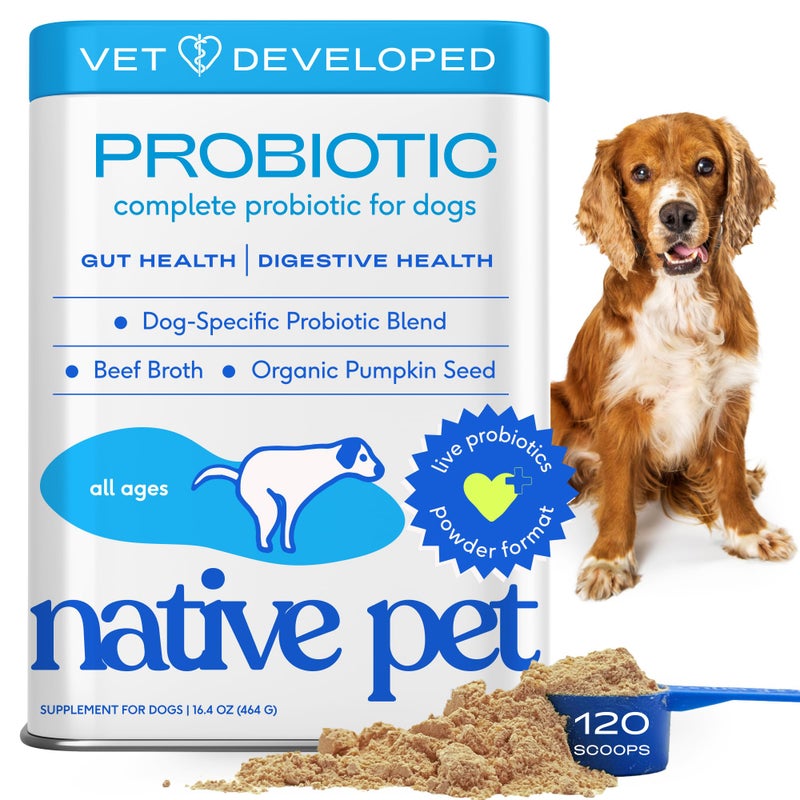Native Pet Probiotics for Dogs - Dog Probiotics Powder for Digestive Health, Gut Support, & Immune Boost â€“ Vet-Formulated Powder for Maximum Potency with Digestive Enzymes & Prebiotics - 120 Scoops - Image 1