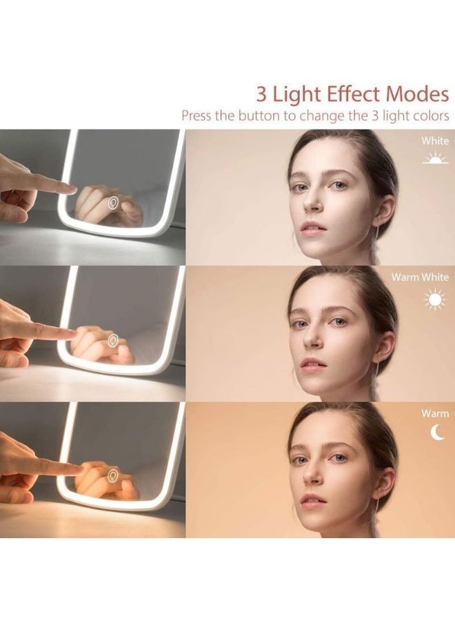 Smart LED Lighted Makeup Mirror with Foldable Stand and 3 Light Colors - Smart Touch Switch - Image 2