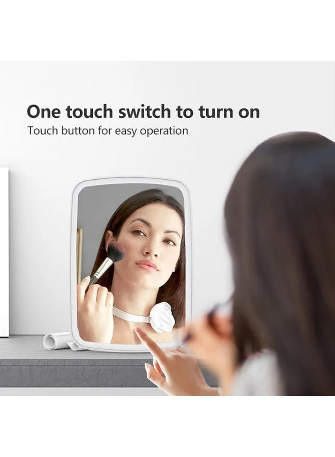 Smart LED Lighted Makeup Mirror with Foldable Stand and 3 Light Colors - Smart Touch Switch - Image 4