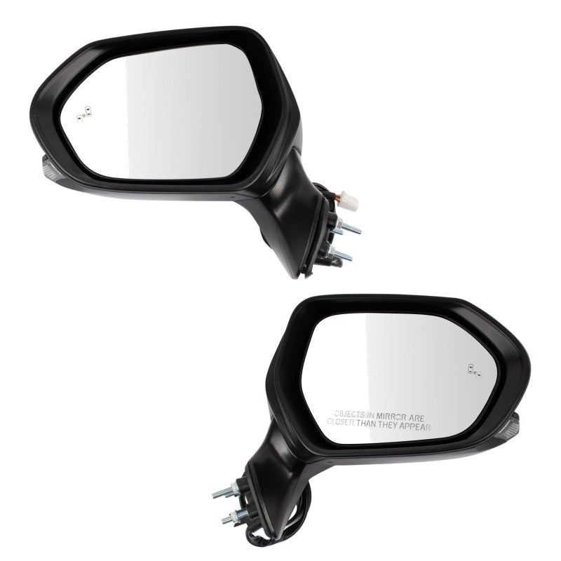TRQ Power Heated Side Mirror Set Left Right Smooth Black with Blind Spot Compatible with 20192021 Toyota Avalon TO1320404 TO1321404