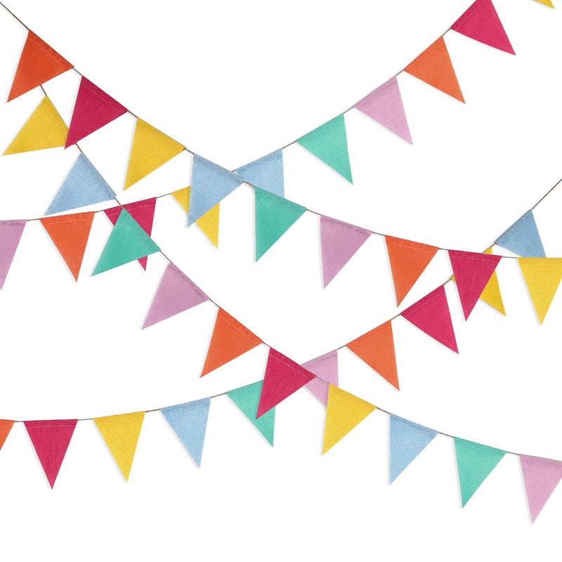 HESTYA 42 Pieces Colorful Pennant Banner Flag Multicolor Bunting String Triangle Banner Pennants for Birthdays Classroom School Carnival Garland Outdoor Events Party Hanging Decorations(Pastel) - Image 1