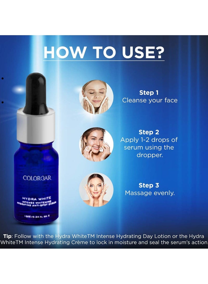 Colorbar Hydra White Anti Spot Serum 10ml Instant Intense Hydration Illuminates Skin 4D Action Weightless Texture - Image 4