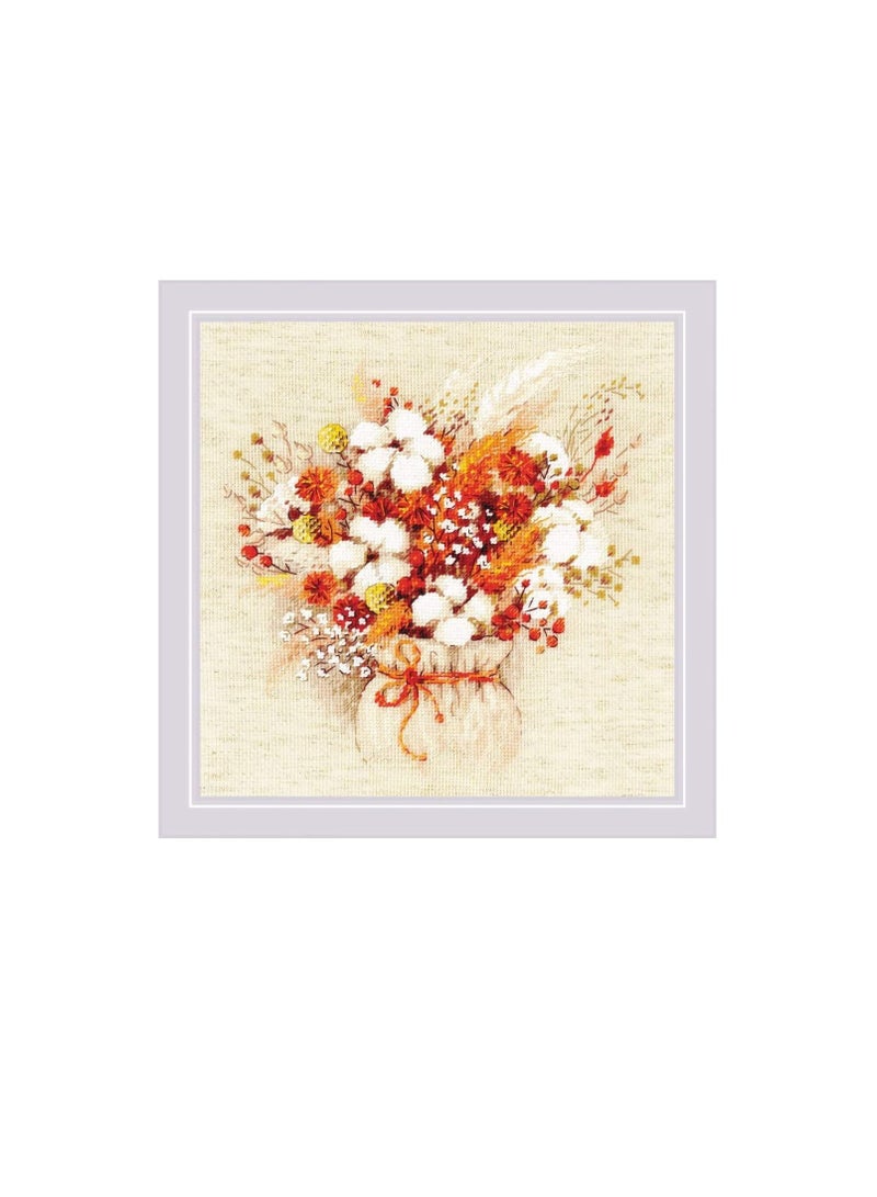 Cross Counted Cross Stitch Kit 9.75 inch x 9.75 inch Lagurus & Cotton - Image 2