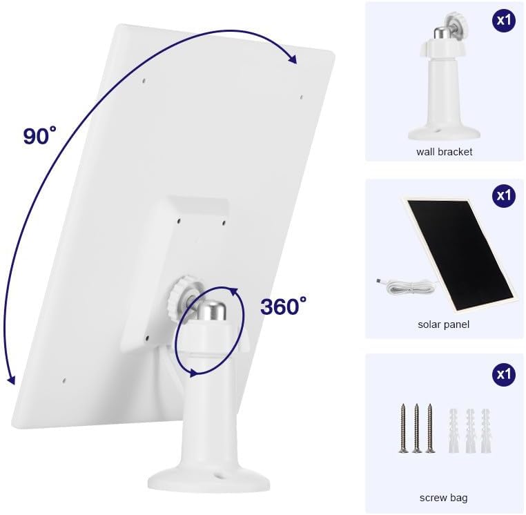 شاحن لوحة شمسية بقدرة 1.6 واط وجهد 5 فولت، مزود بمنفذين من نوع DC3.5 * 1.35 ومنفذ USB-C، كابل شحن بطول 9.8 أقدام، مقاوم للرطوبة والغبار (معيار IP65)، متوافق مع كاميرات Ring Spotlight Cam Plus/Pro وبطاريات كاميرات Stick Up Cam من الجيل الثاني والثالث (بقدرة 6 واط). - Image 5