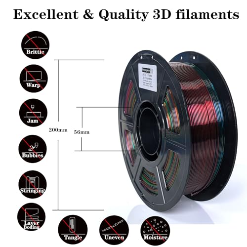 Stronghero3D PETG 3D Printer Filament 1.75mm,Multi Color,Translucent Rainbow,1kg(2.2lbs) Accuracy +/-0.05mm for ender3 Cr10 - Image 4