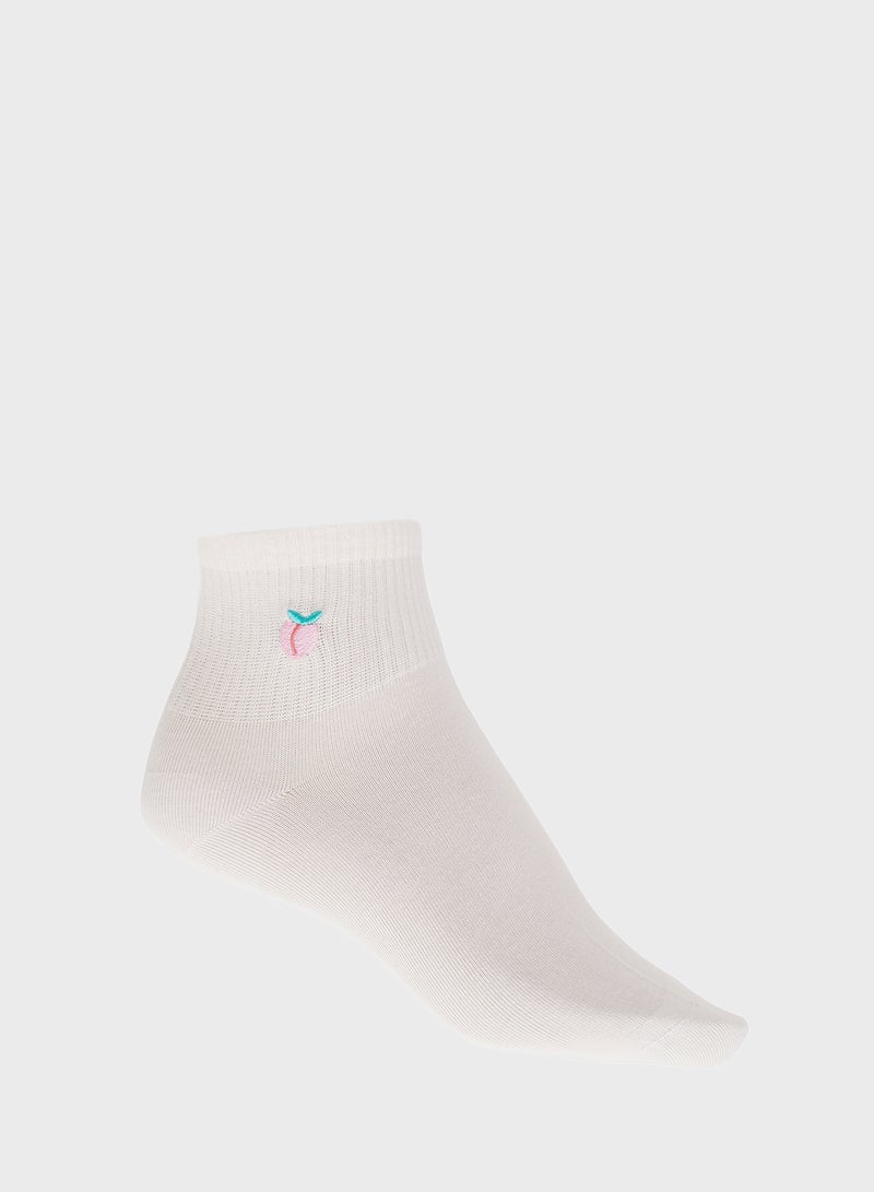 Ginger 3PK Cotton Fruit Detail Ankle Socks - Image 4